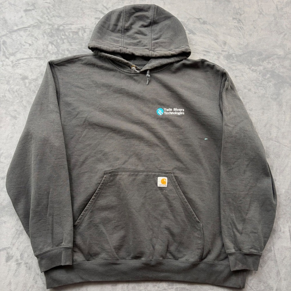 Carhartt Mens 2XL Original Fit K121 Pullover Hoodie Faded Black Workwear Logo